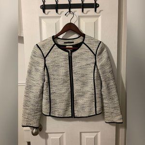 Aritzia Wilfred White Collarless Zip-Up Jacket